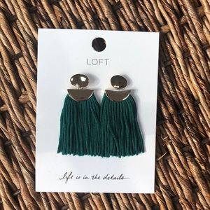 LOFT Gold & Green tassel earrings